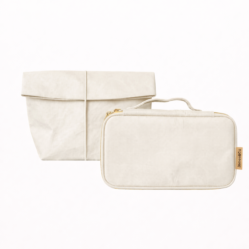 Toiletries Cosmetics Bag in Washable Paper Off-White | MERRY