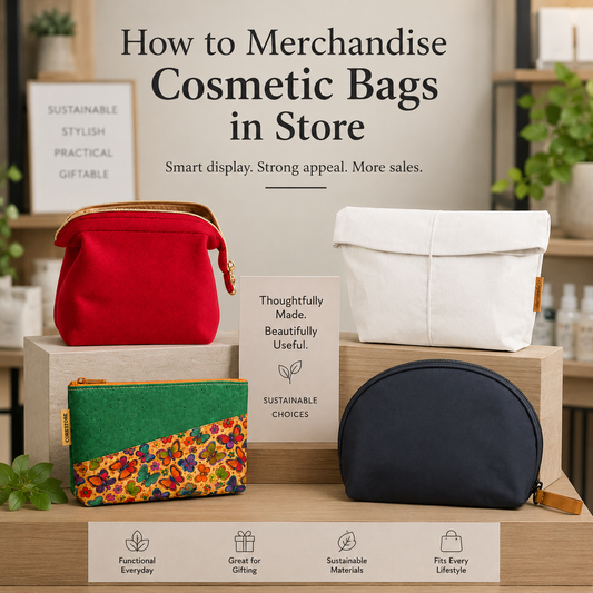 how to merchandise cosmetic bags in store