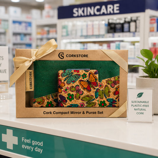 image for blog with title Cork Cosmetic Pouch and Mirror: Eco Must-Have