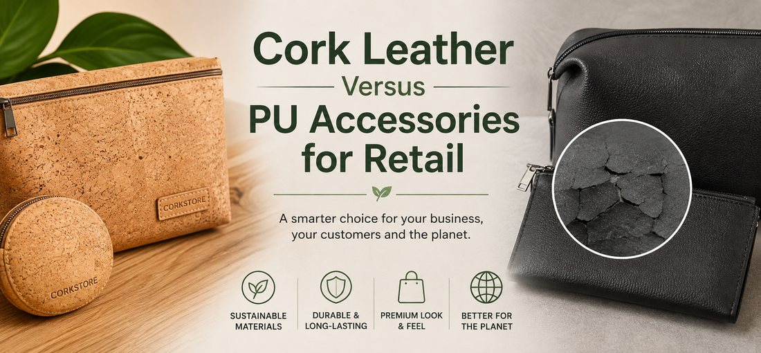 Image for blog cork leather vs pu accessories for retail