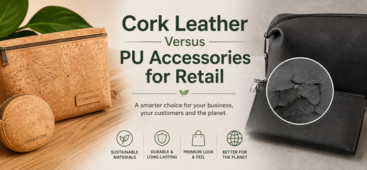 Image for blog cork leather vs pu accessories for retail