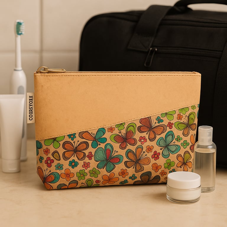 CORKSTORE pouch on display with products