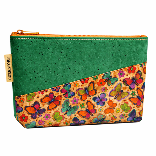 Cork cosmetics bag small size with butterfly decoration CORKSTORE