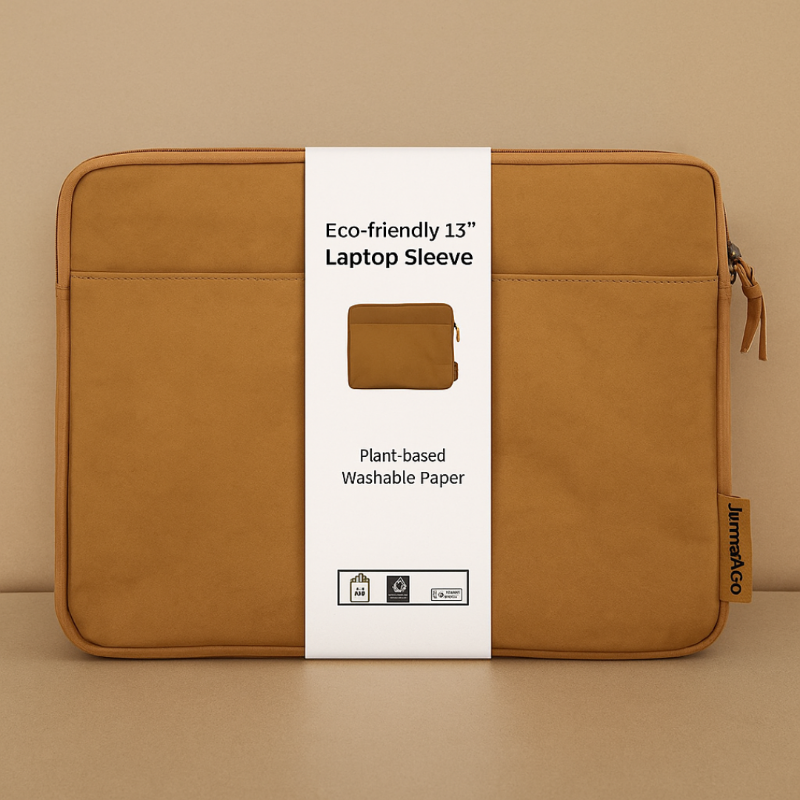 James&Co sustainable laptop sleeve with label