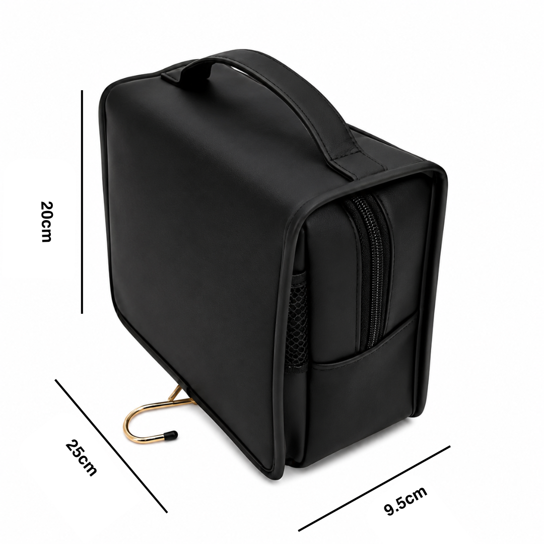 Dimensions of closed BEV washable paper travel hanging toiletry bag