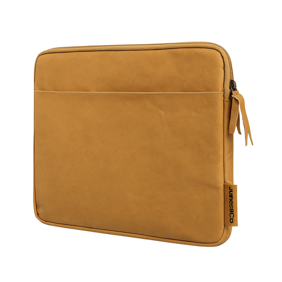 James&Co sustainable washable paper computer sleeve in tan