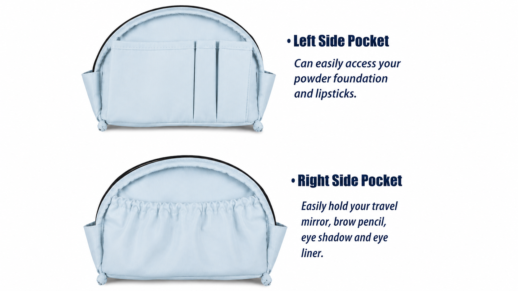 Organizer CARA blue linings pockets

