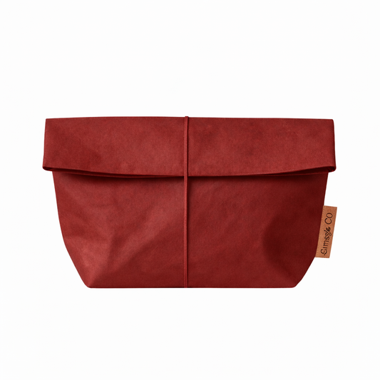 ELSA roll-top toiletry bag in washable paper in red colour