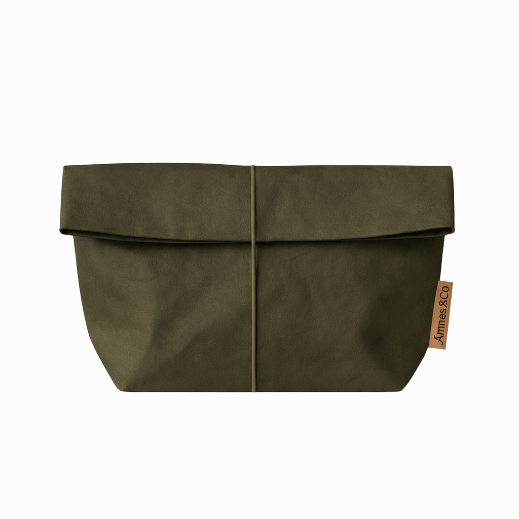 ELSA toiletry pouch in khaki colour washable paper sustainable