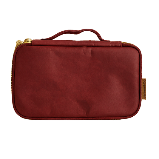 MERRY red colour travel toiletries pouch in eco washable paper