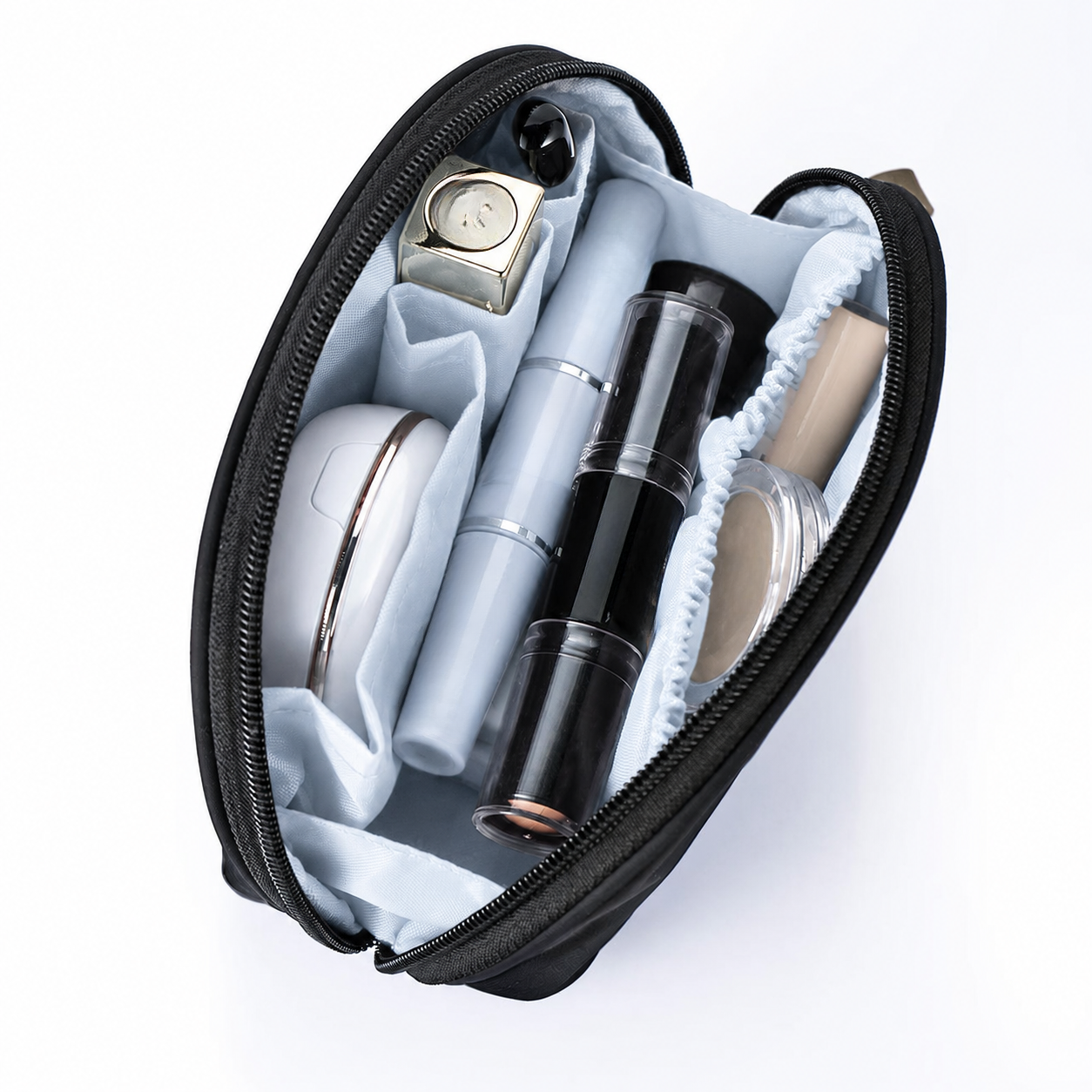 Organiser CARA open cosmetics makeup bag showing cosmetics
