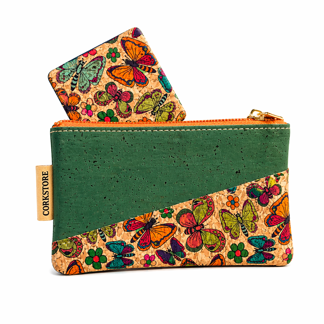 CONNIE Cork Cosmetic Pouch & Mirror Set – Natural Gift Set