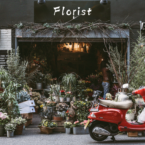 Florist shop with flowers and plants outside
