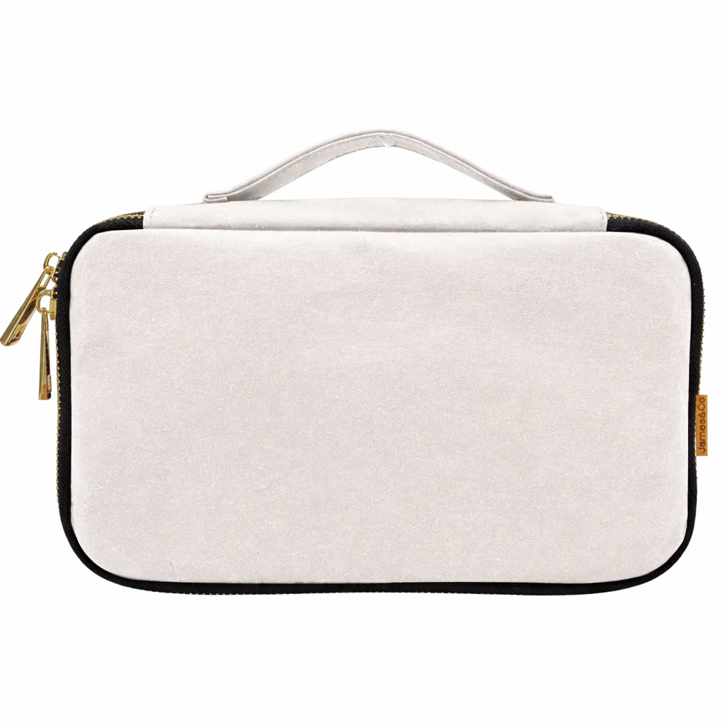 MERRY travel toiletries bag off-white colour in washable paper w black 