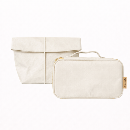 Toiletries Cosmetics Bag in Washable Paper Off-White | MERRY