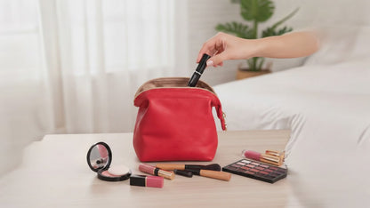 LIBBY NEW DESIGN Toiletry Travel Cosmetics Makeup Bag Eco Canvas Red